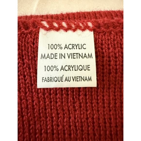 Classic Winter Red White Stripe Embroidered G Knit Scarf Holiday Christmas Team - Picture 4 of 6